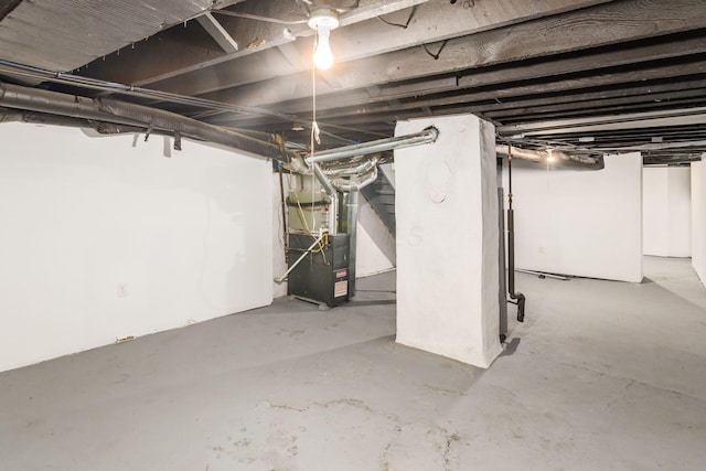 basement with heating unit