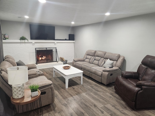 living room with hardwood / wood-style flooring