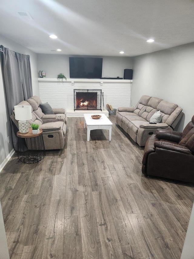 living room with hardwood / wood-style floors