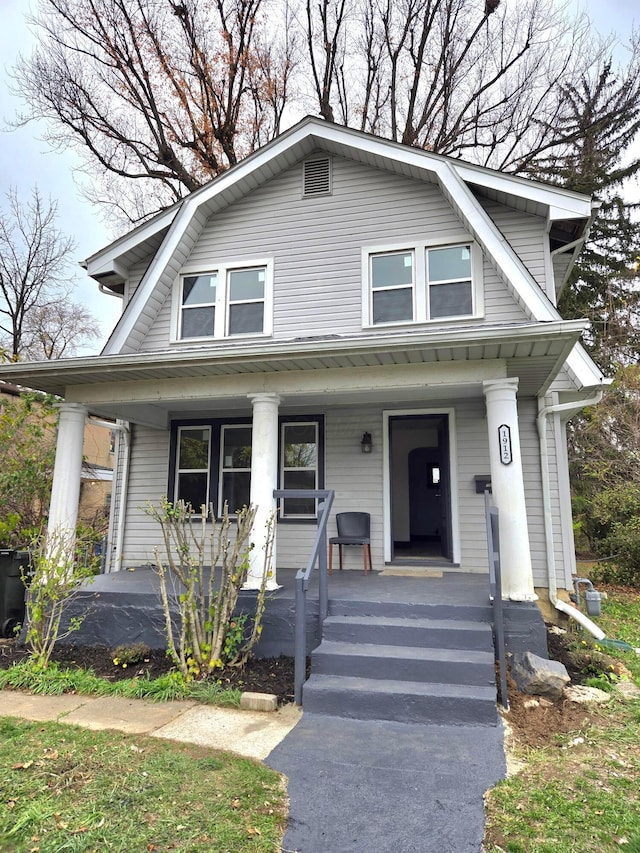 bungalow featuring a porch