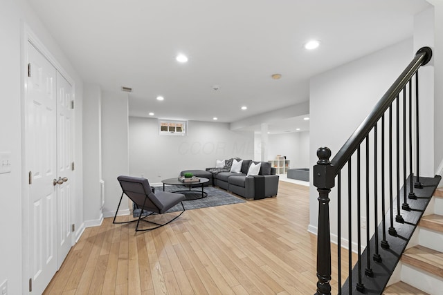 living room with light wood-type flooring