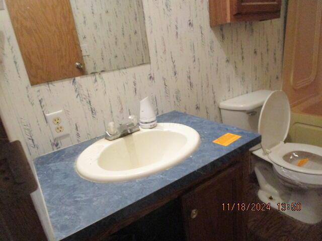 bathroom with vanity and toilet