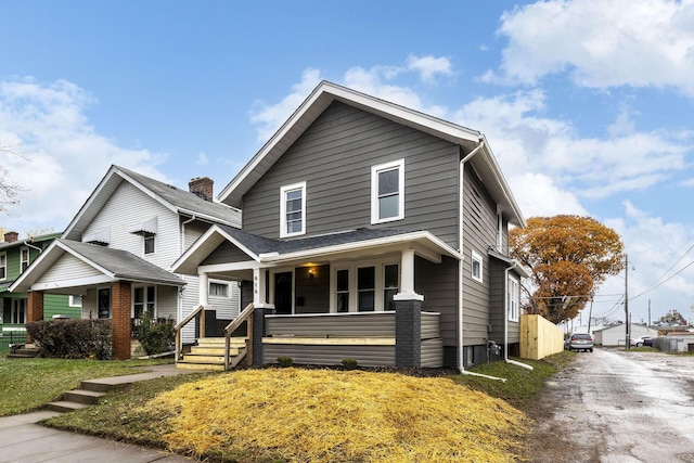 view of front of home featuring covered porch