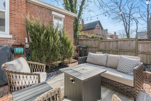 view of patio featuring an outdoor living space