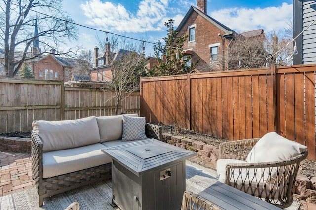 view of patio featuring an outdoor hangout area