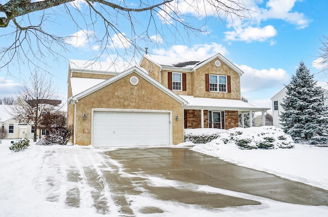 view of front of house with a garage