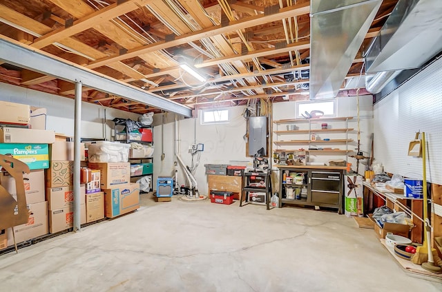 basement with electric panel