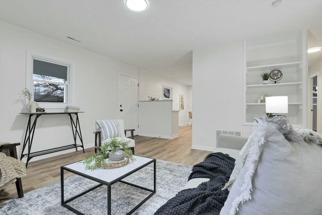 living room featuring light hardwood / wood-style flooring