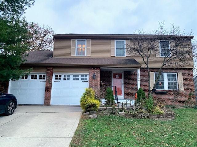 front of property with a garage and a front yard