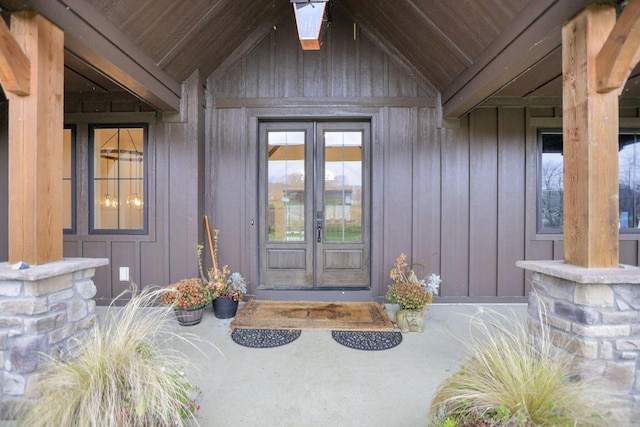 property entrance featuring french doors