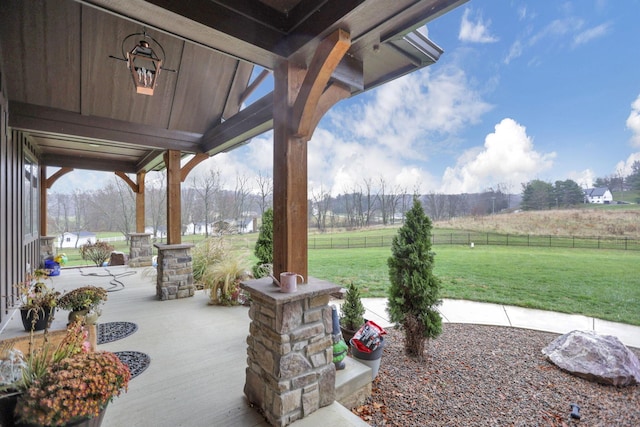 view of patio / terrace with a rural view