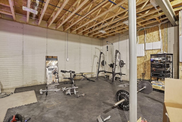 exercise area featuring electric panel