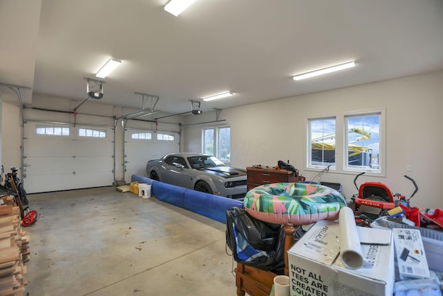 garage with a garage door opener