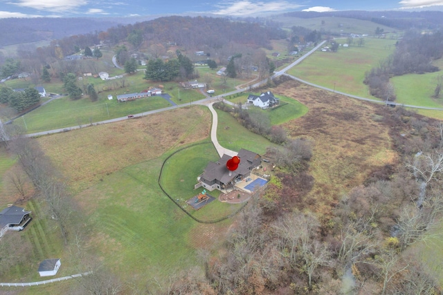 bird's eye view with a rural view