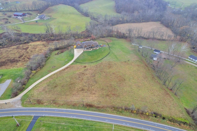 bird's eye view with a rural view