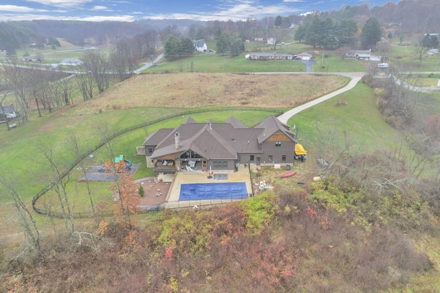 drone / aerial view with a rural view