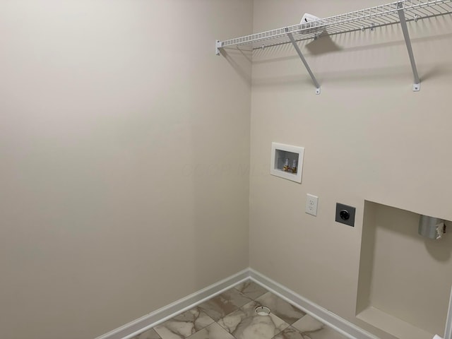 laundry room with electric dryer hookup and washer hookup