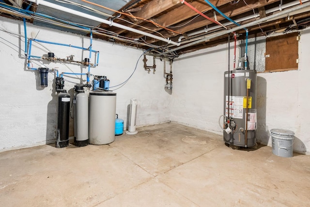 basement with water heater