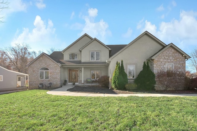 front facade with a front yard