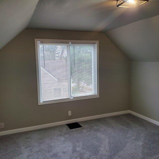 bonus room with carpet floors and vaulted ceiling