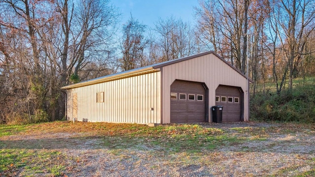 view of garage