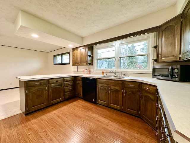 kitchen with plenty of natural light, dishwasher, a textured ceiling, and sink