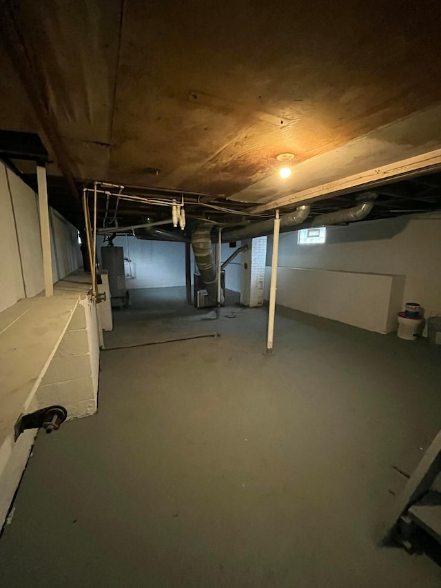 basement with gas water heater