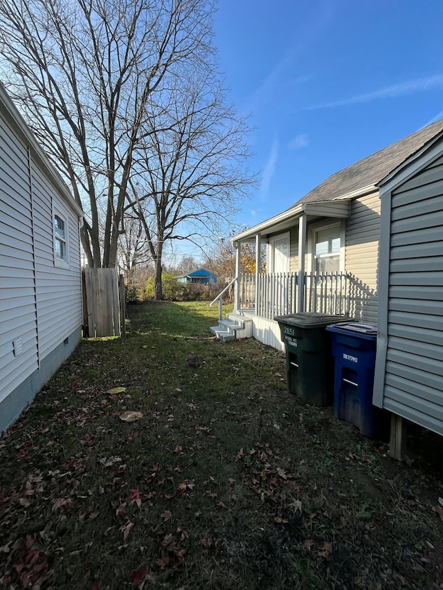 view of yard with a porch