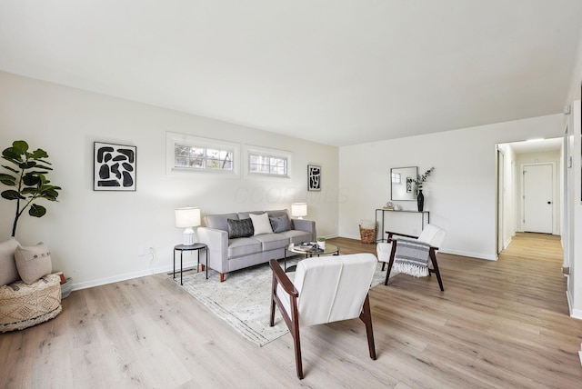 living room featuring light wood-type flooring