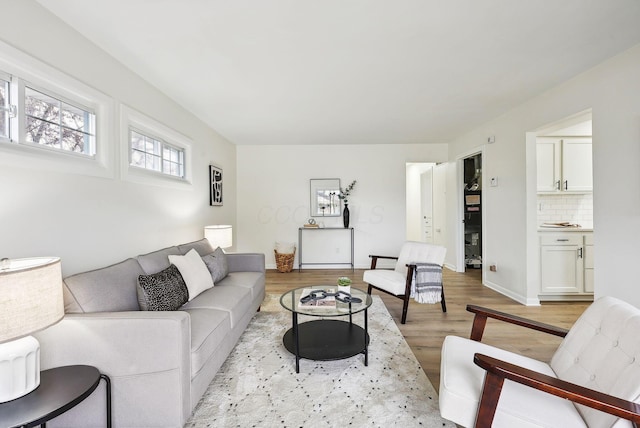 living room featuring light hardwood / wood-style flooring