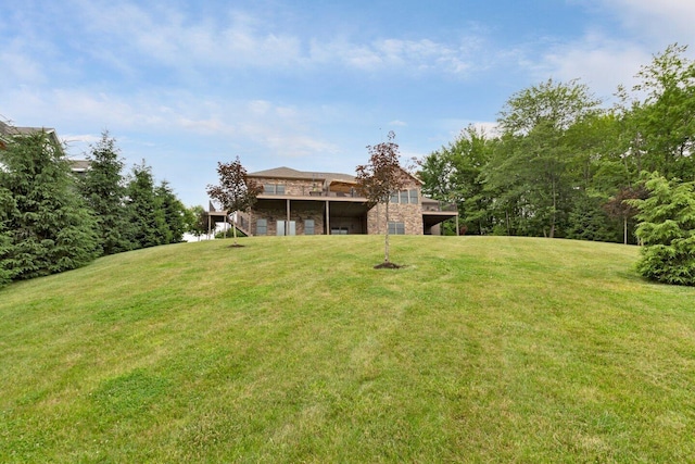 view of yard with a deck