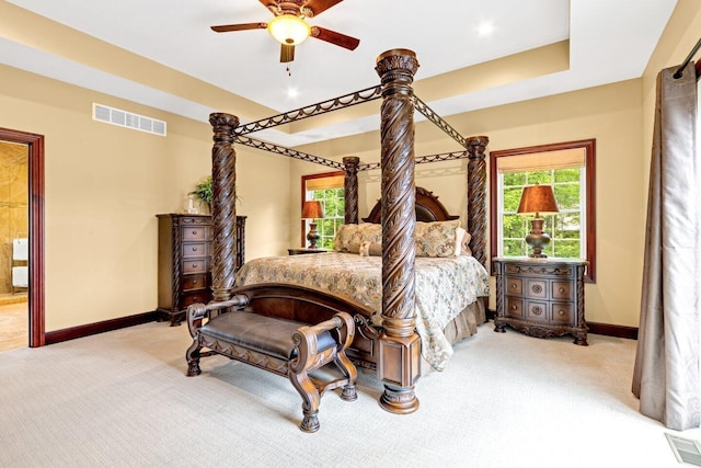 bedroom featuring carpet flooring and ceiling fan