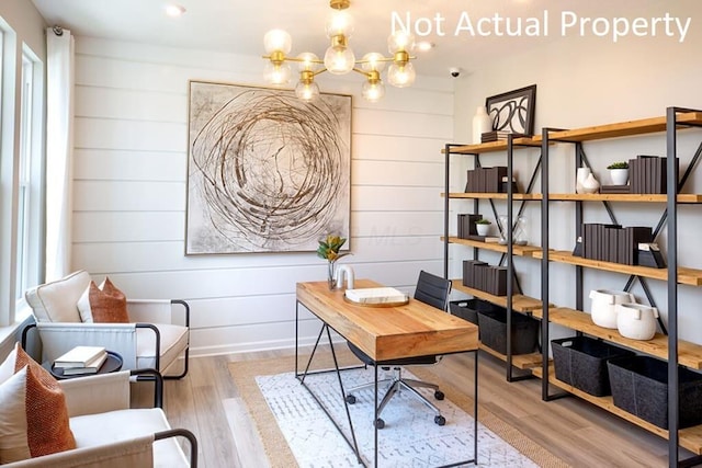 home office featuring light wood-type flooring