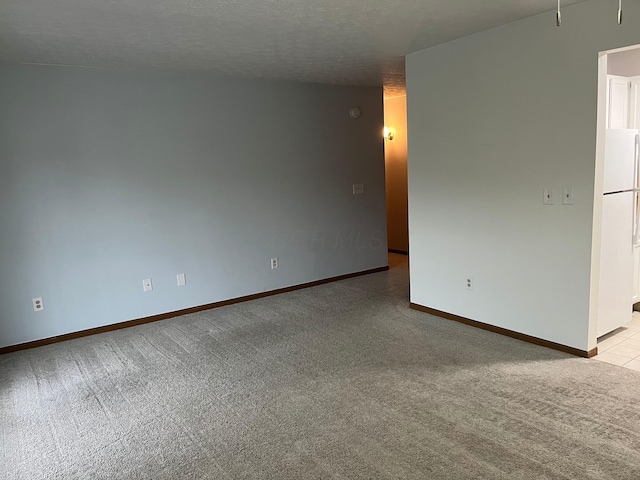 empty room featuring light colored carpet and a textured ceiling