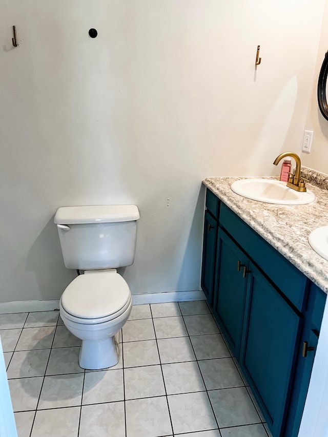 bathroom featuring tile patterned floors, vanity, and toilet