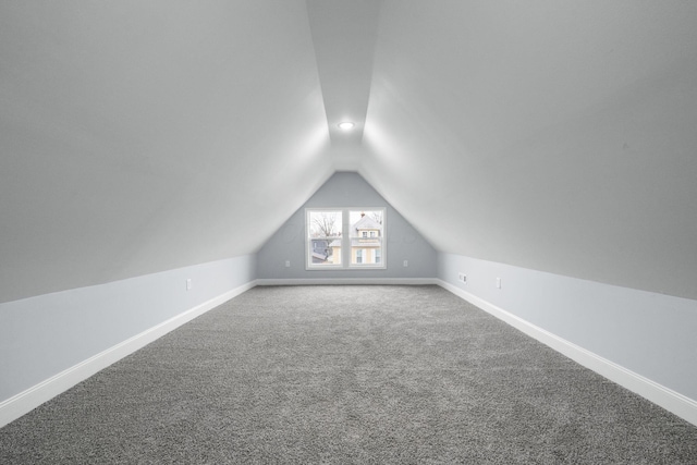 additional living space with carpet floors and vaulted ceiling