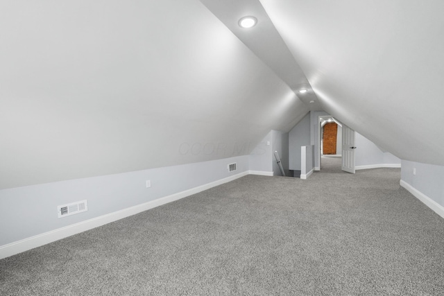 additional living space featuring carpet and lofted ceiling