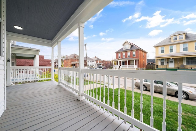 deck featuring covered porch