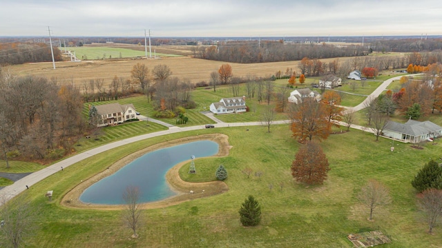 birds eye view of property featuring a rural view