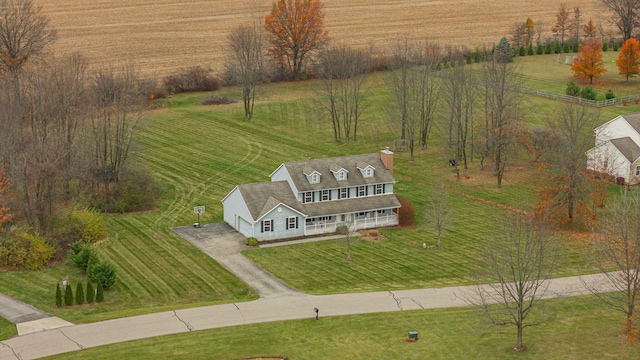 aerial view with a rural view