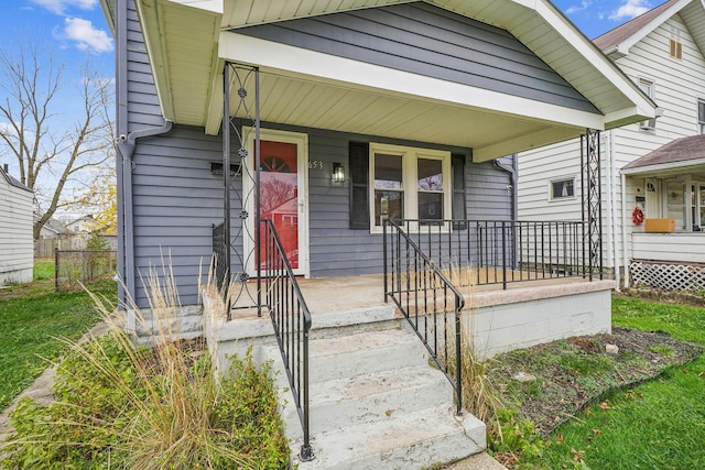 view of front of property with a porch