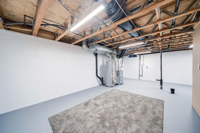 basement featuring gas water heater