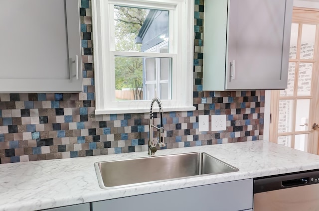 kitchen featuring dishwasher, sink, and decorative backsplash