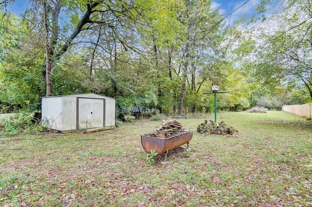 view of yard with a shed