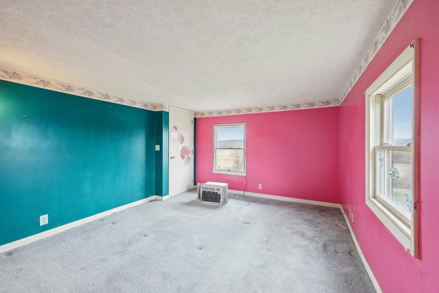 unfurnished room featuring carpet and a textured ceiling