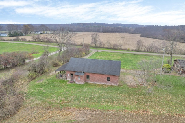 drone / aerial view with a rural view