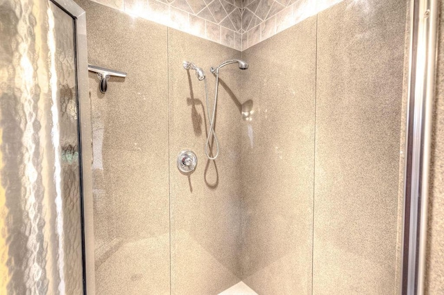 interior details featuring tiled shower