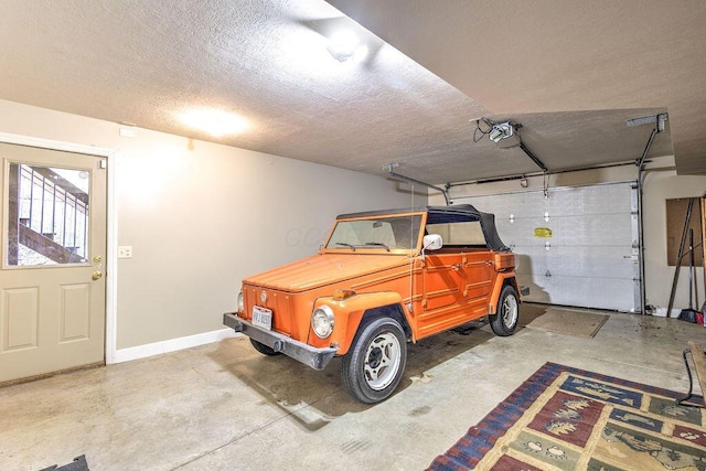 garage with a garage door opener