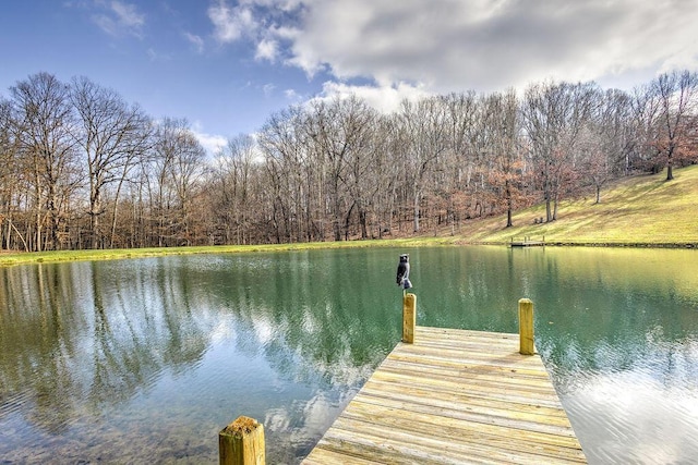 view of dock featuring a water view