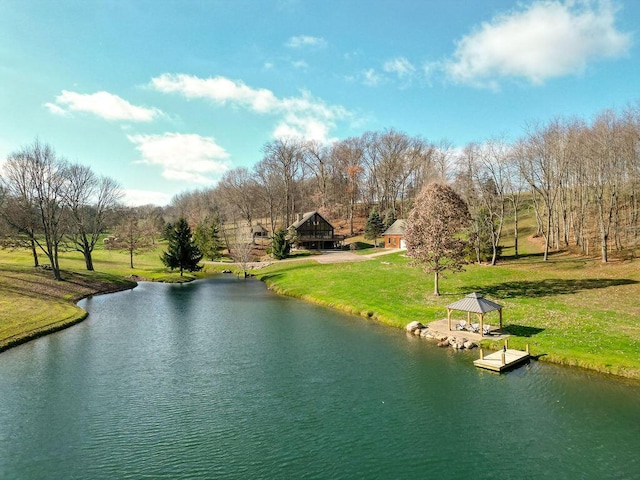 water view with a boat dock